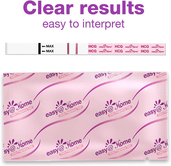 Test Pack Easy@Home Pregnancy Test Strips: 20-HCG Tests with 20 Large Urine Cups