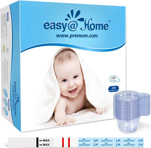Easy@Home Ovulation Test Strips, 100 Pack Fertility Tests, Ovulation Predictor Kit, FSA Eligible, Powered by Premom Ovulation Predictor iOS and Android App, EZW2-S-100-Package May Vary
