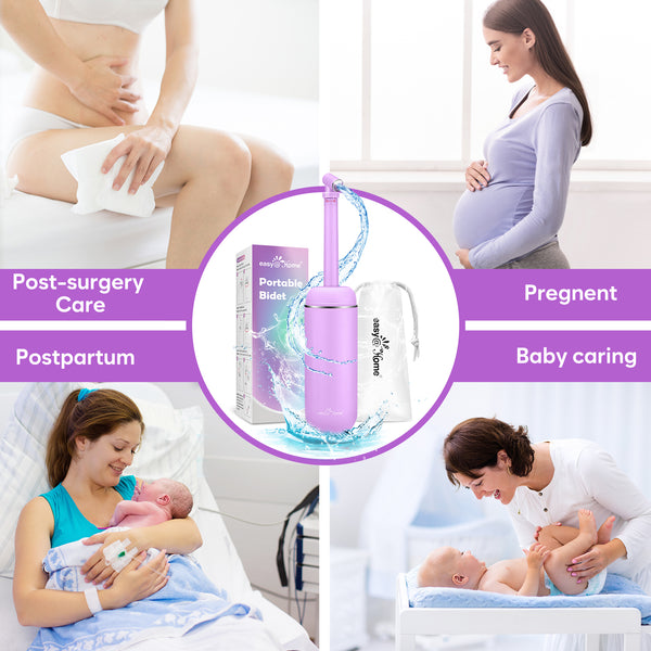 Easy@Home Portable Travel Bidet: Peri Bottle for Postpartum Essentials - Handheld Sprayer Kit for Perineal Care & Personal Hygiene | 380ml (12.8oz) | Women & Men | EPB-01 Pink