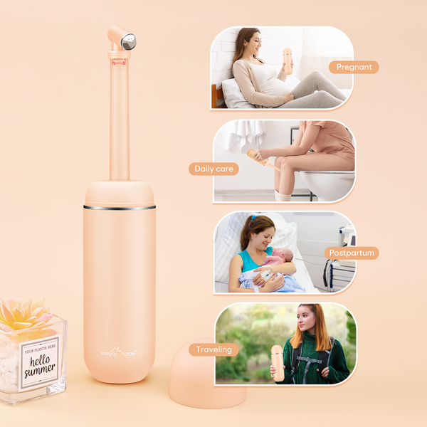 Easy@Home Portable Travel Bidet: Peri Bottle for Postpartum Care & Personal Hygiene - Handheld Sprayer Kit with 380ml(12.8 oz) Large Capacity Bottle - High Pressure Water Spray for Women & Men | EPB-01 Brown