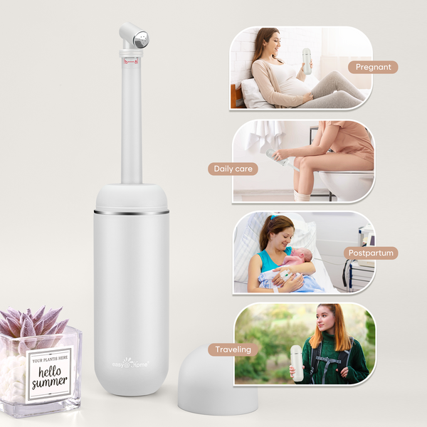 Easy@Home Portable Bidet for Travel: Handheld Sprayer Kit - Personal Hygiene Peri Bottle for Women & Men | Perineal & Postpartum Care Essentials | 380mL (12.8 oz) Large Capacity Bottle | EPB-01 Grey