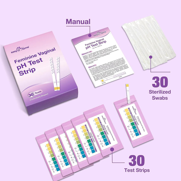 Easy@Home Vaginal pH Test -30 Strips | BV Test Kit at Home for Women | Yeast Infection Test + pH Balance for Women