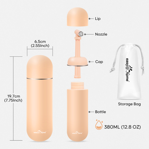 Easy@Home Portable Travel Bidet: Peri Bottle for Postpartum Care & Personal Hygiene - Handheld Sprayer Kit with 380ml(12.8 oz) Large Capacity Bottle - High Pressure Water Spray for Women & Men | EPB-01 Brown