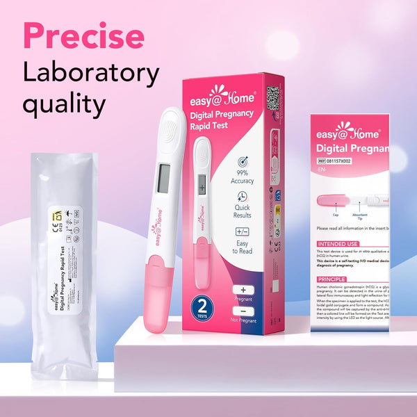 Easy@Home Digital Pregnancy Test 2 Pack – Midstream hCG Tests for Early Detection with Digital Display – Easy At-Home Use