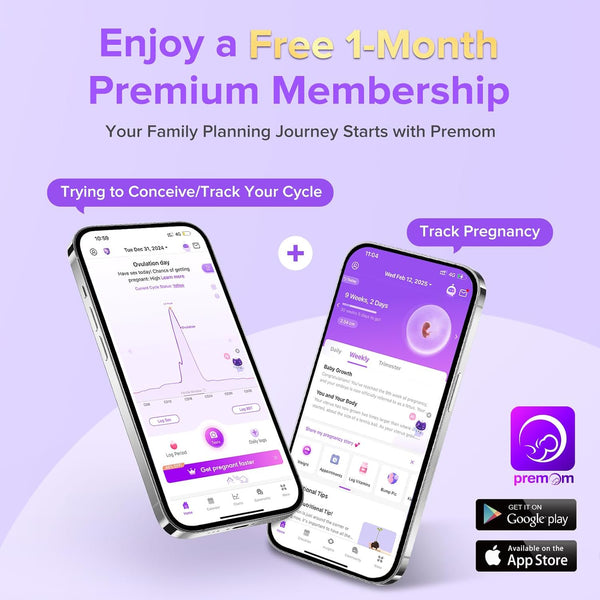 Premom Quantitative Ovulation & Pregnancy Test Kit: 40 LH Strips + 10 HCG Strips + 5 Pregnancy Sticks + 2 Reusable Urine Cups | at-Home Fertility Test for Women | Smart Digital Ovulation Reader App