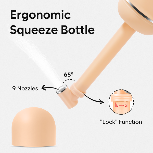 Easy@Home Portable Travel Bidet: Peri Bottle for Postpartum Care & Personal Hygiene - Handheld Sprayer Kit with 380ml(12.8 oz) Large Capacity Bottle - High Pressure Water Spray for Women & Men | EPB-01 Brown