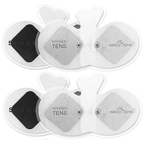 Wireless Tens Unit Electrode Pads - Reusable Self-Stick Carbon Pads, 4 Pack, 6.5 x 3 inches, Muscle & Joint Relief