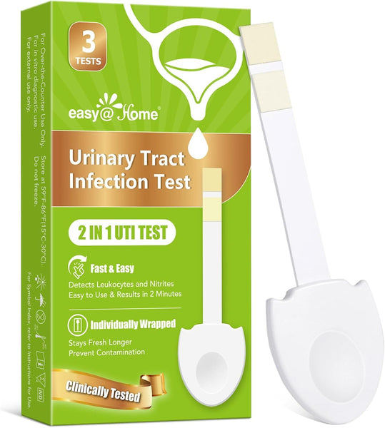 Easy@Home UTI Test Strips Urinary - Urine Tract Infection Testing Kit for Women Detect Leukocytes and Nitrites Tailored Handle Design Over The Counter (OTC) USE (3 Pack) UTI-EZU-102:3