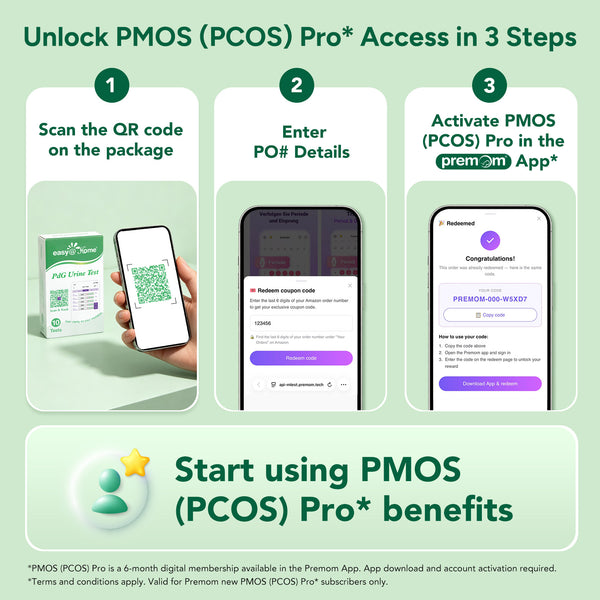 Easy@Home PdG Test - Track Post-Ovulation - 10 Strips + 6-Mo Premom Pro