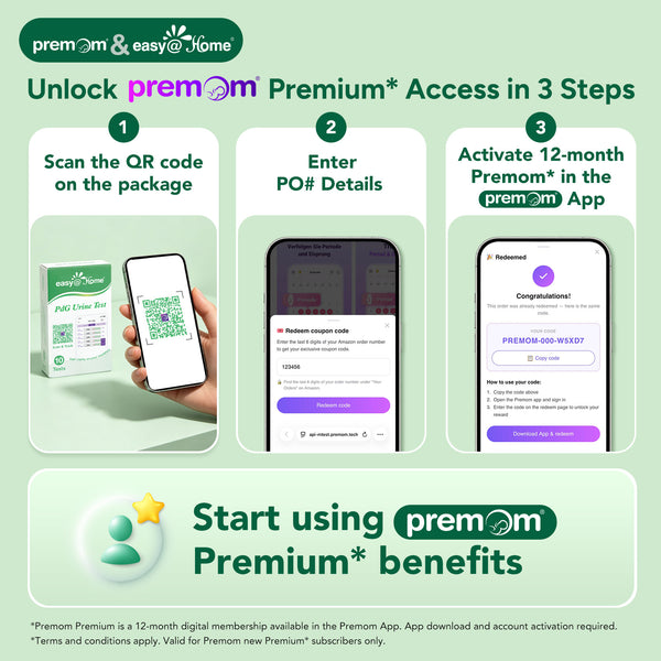 Easy@Home PdG Test Kit with 10 Ct Strips & 12-Month Premom Premium