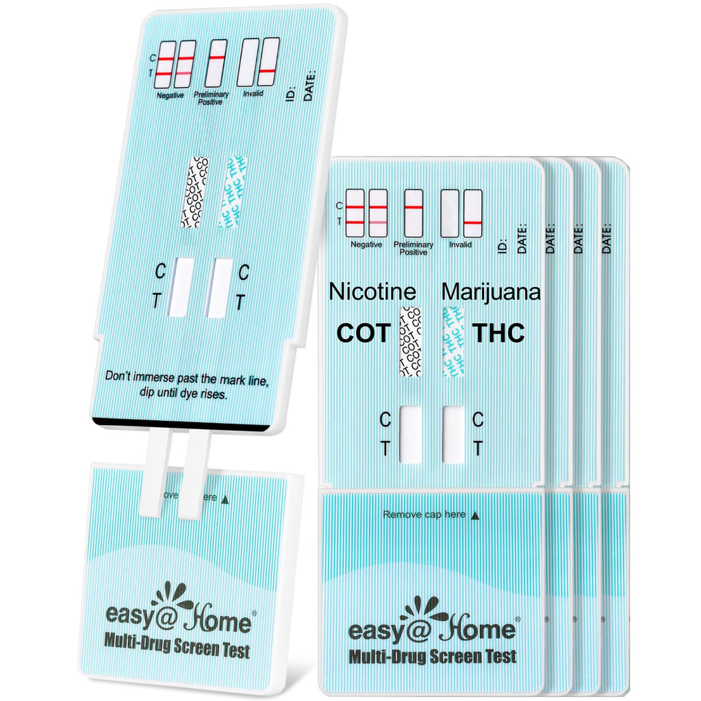 Easy@Home Marijuana and Nicotine Test: Detects THC and Nicotine Metabolites - Rapid Urine Test Strips Kit Over the Counter Use Instant Results in 5 Minutes - Multi-Drug Screen Test #EDOAP-124:5