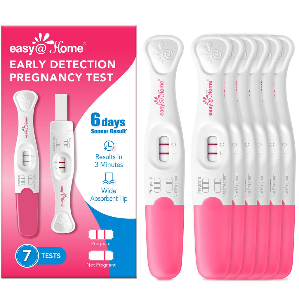 easy@Home Early Pregnancy Tests: 6 Days Before Missed Period* | 10 mIU/mL High Sensitivity Early Detection Pregnancy Stick - Fast & Rapid hCG Tests for Home Use - 7 Count