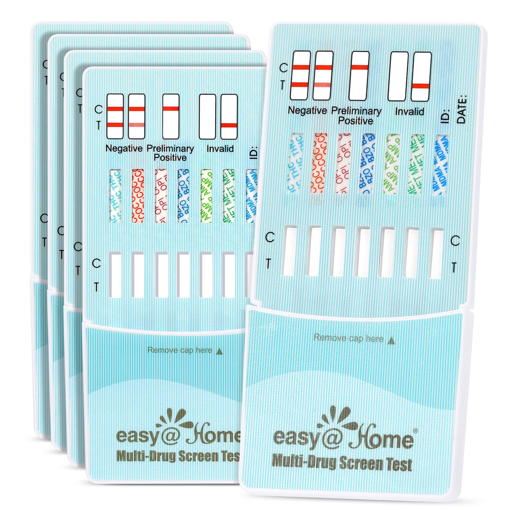 Easy@Home Multidrug Screen Test - At Home Urine Drug Testing Kits For All Drugs Detects Marijuana(THC), Cocaine(COC), Morphine(MOR/OPI 2000), Oxazepam(BZO), Amphetamine(AMP), MET, MDMA#EDOAP-174-5Pack