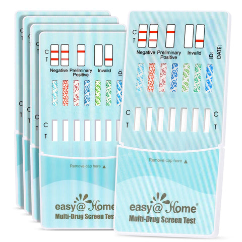 Easy@Home Multidrug Screen Test - At Home Urine Drug Testing Kits For All Drugs Detects Marijuana(THC), Cocaine(COC), Morphine(MOR/OPI 2000), Oxazepam(BZO), Amphetamine(AMP), MET, MDMA#EDOAP-174-5Pack