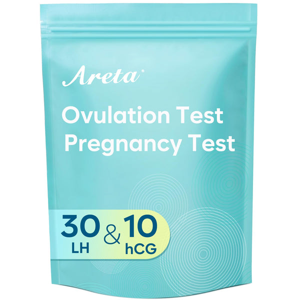 Areta Ovulation & Pregnancy Test Strips: 30 Ovulation Strips & 10 Pregnancy Tests Combo Kit Blue | Accurate at-Home Fertility Tracker | Highly Sensitive Early Pregnancy Detection | 30 LH + 10 HCG