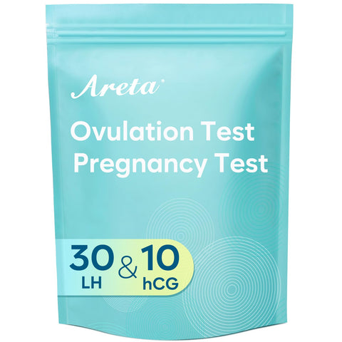 Areta Ovulation & Pregnancy Test Strips: 30 Ovulation Strips & 10 Pregnancy Tests Combo Kit Blue | Accurate at-Home Fertility Tracker | Highly Sensitive Early Pregnancy Detection | 30 LH + 10 HCG