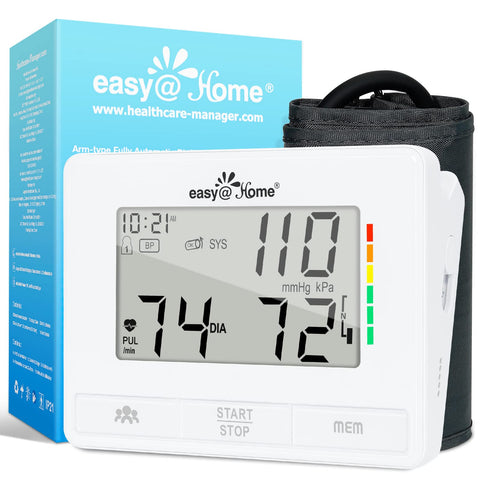Easy@Home Blood Pressure Monitors for Home Use: Accurate Upper Arm BP Machine with Large Cuff | Automatic Tensiometre with Large LCD Display | 2 Users | Dual Power Supply | No Bluetooth