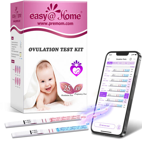 Easy@Home Ovulation & Pregnancy Test Strips Kit - 25 LH Ovulation Strips + 10 HCG Pregnancy Tests - Accurate Fertility Tracker (OPK) - Compatible with Premom App