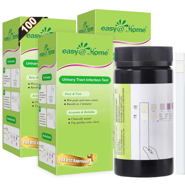 Easy@Home 100 Tests (25 Ct/4 Bottles) Urinary Tract Infection UTI Test Strips, Monitor Bladder Urinary Tract Issues Testing Urine- FSA Eligible, for OTC USE, Urinalysis (UTI-100P)