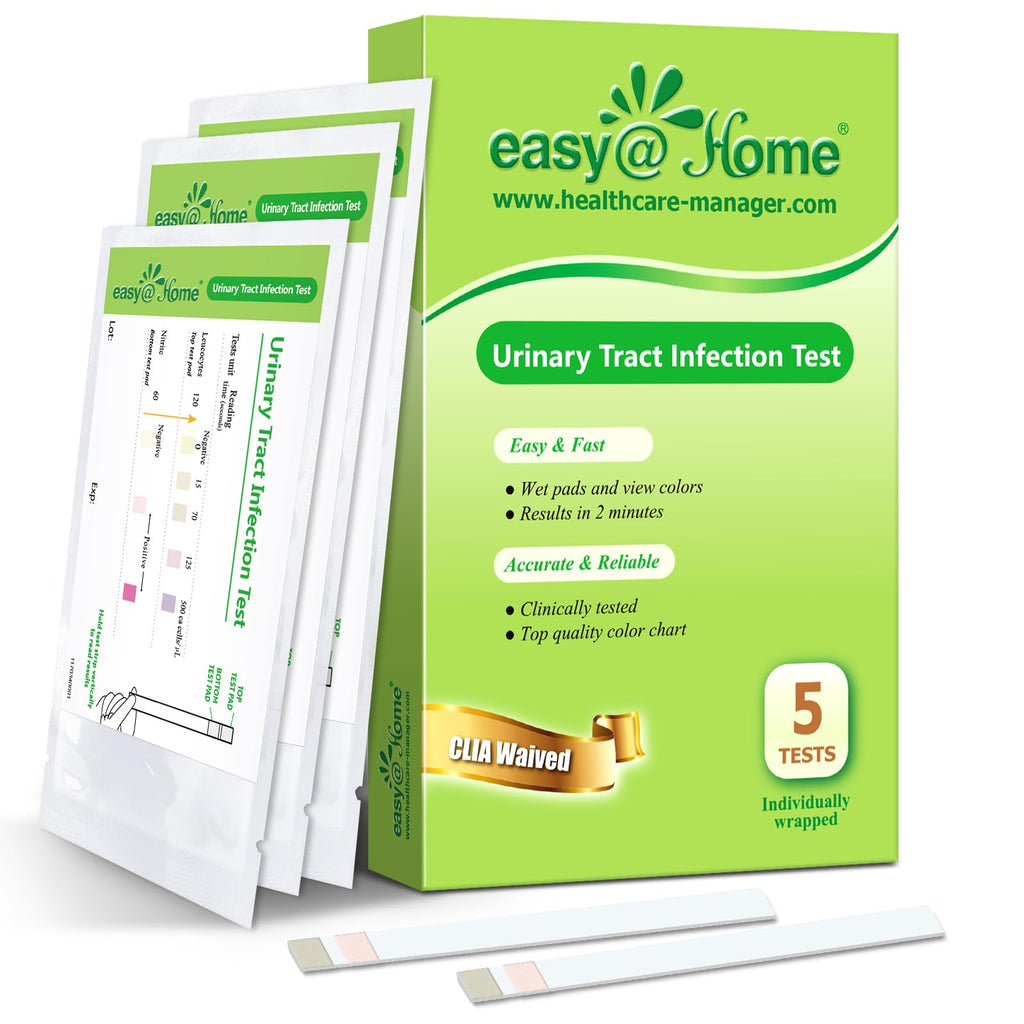 Easy@Home UTI Test Strips: Highly Accurate Urinary Tract Test Kit for Women Men, Bladder Infection Urine Testing, Quick Results, OTC Use (UTI - 5 Pack)