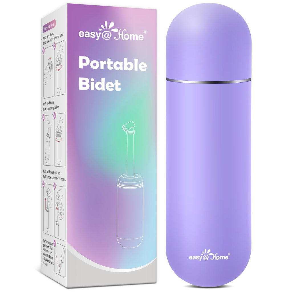 Portable Peri Bottle for Postpartum & Perineal Care: Easy@Home Handheld Bidet Perfect for Personal Hygiene Cleaning & Travel Friendly | 380ml Leakproof & Convenient Design | EPB-01 Purple