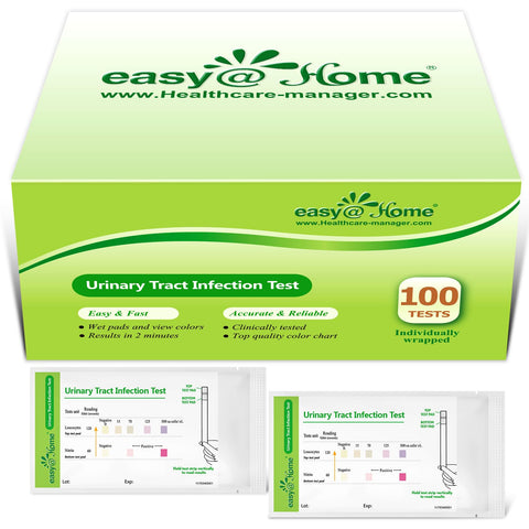 Easy@Home Urinary Tract Infection Test Strips 100 Pack, Individual Pouch UTI Urine Testing Kit for Urinalysis and Detection of Leukocytes and Nitrites (UTIPOUCH-100P)