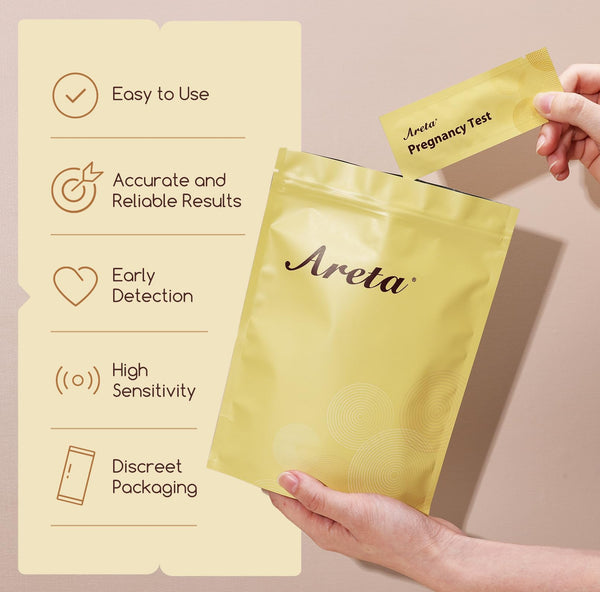 Areta Pregnancy Test Strips: 50-Pack hCG Tests, Highly Accurate and Rapid Results for Early Detection The Day After Your Missed Period | Expiration Date 11/24/2026