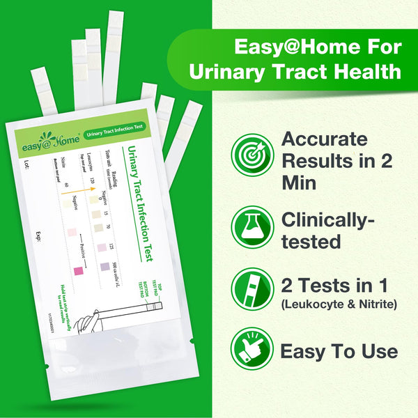 Easy@Home Urine Dip UTI Testing Strips - Home Health Check, 10 Pouches (UTI-10P)