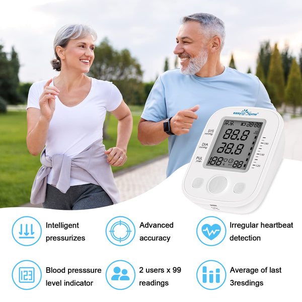 Easy@Home Digital Upper Arm Blood Pressure Monitor with Cuff, Battery, Bag