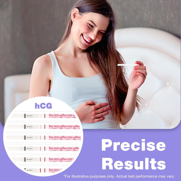 Easy@Home 100 Pregnancy (hCG) Urine Test Strips Kit - 20 HCG Ct with Premom APP Support