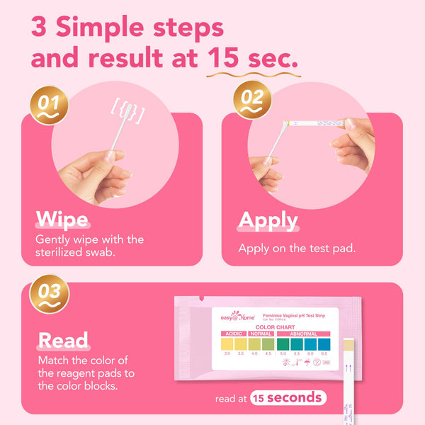 Easy@Home Vaginal pH Test -30 Strips | BV Test Kit at Home for Women | Yeast Infection Test + pH Balance for Women