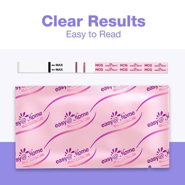Easy@Home 100 Pregnancy (hCG) Urine Test Strips Kit - 20 HCG Ct with Premom APP Support