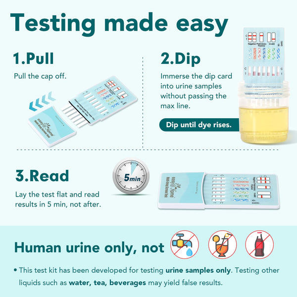 Easy@Home Multidrug Screen Test - At Home Urine Drug Testing Kits For All Drugs Detects Marijuana(THC), Cocaine(COC), Morphine(MOR/OPI 2000), Oxazepam(BZO), Amphetamine(AMP), MET, MDMA#EDOAP-174-5Pack