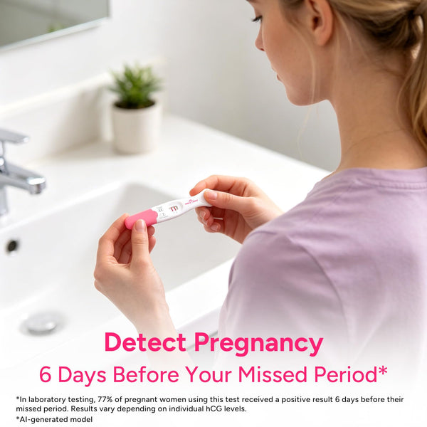 easy@Home Early Pregnancy Tests: 6 Days Before Missed Period* | 10 mIU/mL High Sensitivity Early Detection Pregnancy Stick - Fast & Rapid hCG Tests for Home Use - 7 Count