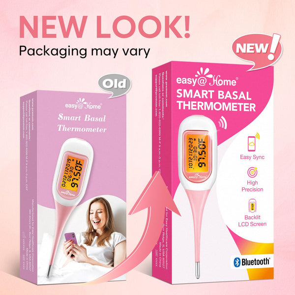 Easy@Home Smart Basal Thermometer for Women: Digital BBT Auto Sync with Premom App - Large Screen and Backlit Body Temperature - FSA Eligible, Charting, Precise Fertility Prediction | EBT-300