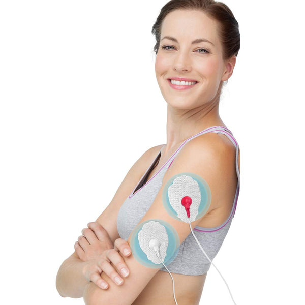 Easy@Home 16 2"x3" Reusable Adhesive Electrode TENS Pads for TENS Electronic Pulse Massager in Hand Shape, 510K Cleared for Over The Counter (OTC) Use