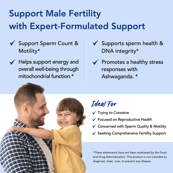 Premom Sperm Fortify, Male Fertility Supplements with KSM-66® Ashwagandha, CoQ10, Zinc, Methylfolate, Selenium, & Acetyl L-Carnitine, Supports Mens Sperm Health, Motility, & Count*, 60 Veggie Capsules