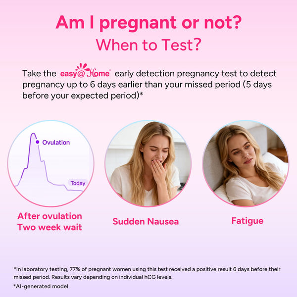 easy@Home Early Pregnancy Tests: 6 Days Before Missed Period* | 10 mIU/mL High Sensitivity Early Detection Pregnancy Stick - Fast & Rapid hCG Tests for Home Use - 7 Count
