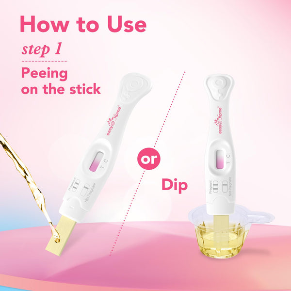 Easy@Home Pregnancy Test Kit - 6 Sticks + 12 Strips, Curved Handle - Early hCG Detection, Reliable & Accurate Results in Minutes, Easy Home Use, Valid until Oct 15,2026