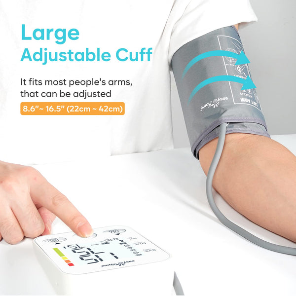 Easy@Home Bluetooth Upper Arm Blood Pressure Monitor with Backlit LCD Display, Adjustable Cuff, Kit with Storage Bag, Batteries, and USB Cable