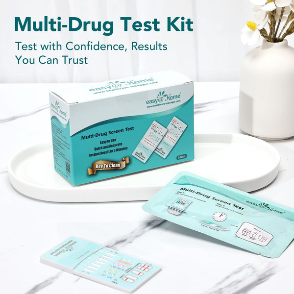 Easy@Home Multidrug Screen Test - At Home Urine Drug Testing Kits For All Drugs Detects Marijuana(THC), Cocaine(COC), Morphine(MOR/OPI 2000), Oxazepam(BZO), Amphetamine(AMP), MET, MDMA#EDOAP-174-5Pack
