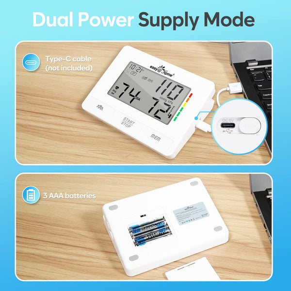 Easy@Home Blood Pressure Monitors for Home Use: Accurate Upper Arm BP Machine with Large Cuff | Automatic Tensiometre with Large LCD Display | 2 Users | Dual Power Supply | No Bluetooth