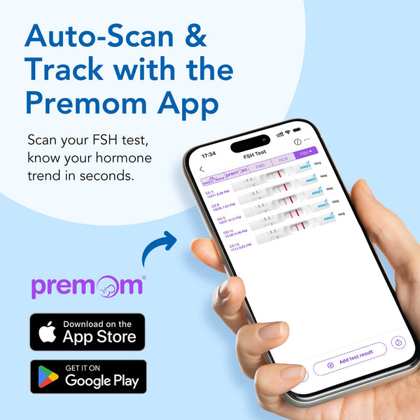 Easy@Home FSH Test Kit for Women, 5 Tests - Midstream Hormone & Cycle Tracking, Compatible with Premom App