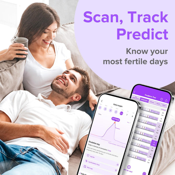Premom Quantitative Ovulation Predictor Kit: 25 Ovulation Test Strips + 5 Pregnancy Test Strips Combo, with Smart Digital Ovulation Reader App - Accurate Numerical LH Tests