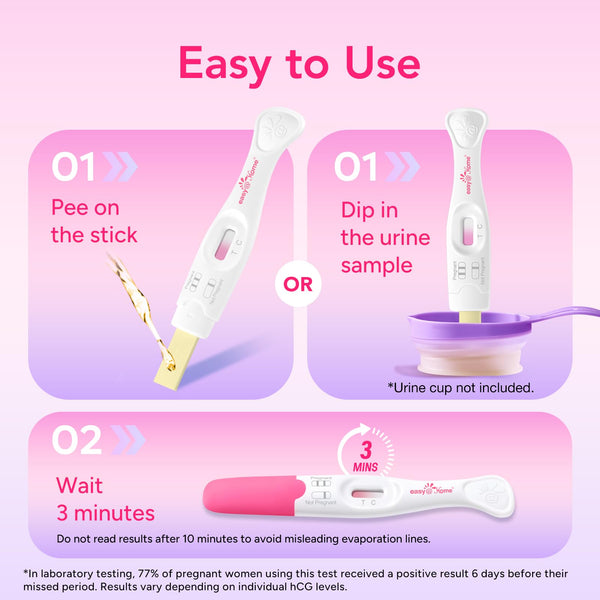 easy@Home Early Pregnancy Tests: 6 Days Before Missed Period* | 10 mIU/mL High Sensitivity Early Detection Pregnancy Stick - Fast & Rapid hCG Tests for Home Use - 7 Count