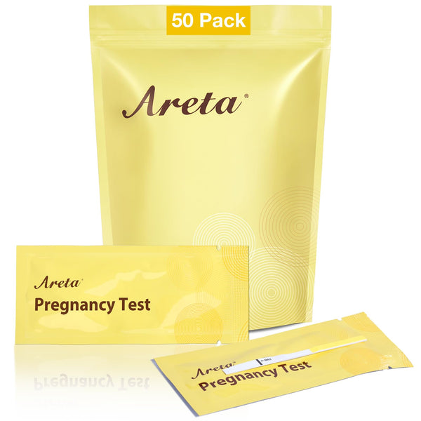 Areta Pregnancy Test Strips: 50-Pack hCG Tests, Highly Accurate and Rapid Results for Early Detection The Day After Your Missed Period | Expiration Date 11/24/2026