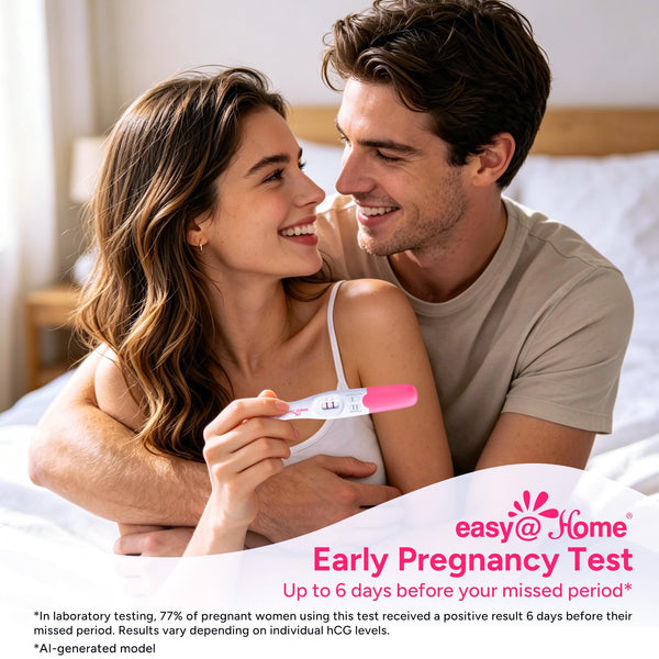 easy@Home Early Pregnancy Tests: 6 Days Before Missed Period* | 10 mIU/mL High Sensitivity Early Detection Pregnancy Stick - Fast & Rapid hCG Tests for Home Use - 7 Count