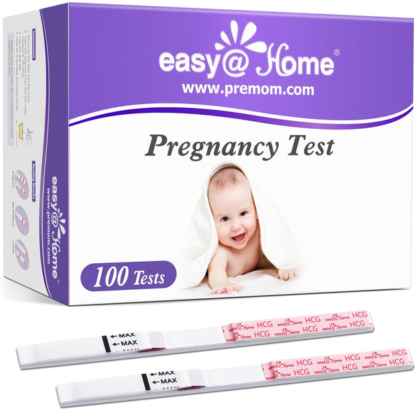Easy@Home 100 Pregnancy (hCG) Urine Test Strips Kit - 20 HCG Ct with Premom APP Support