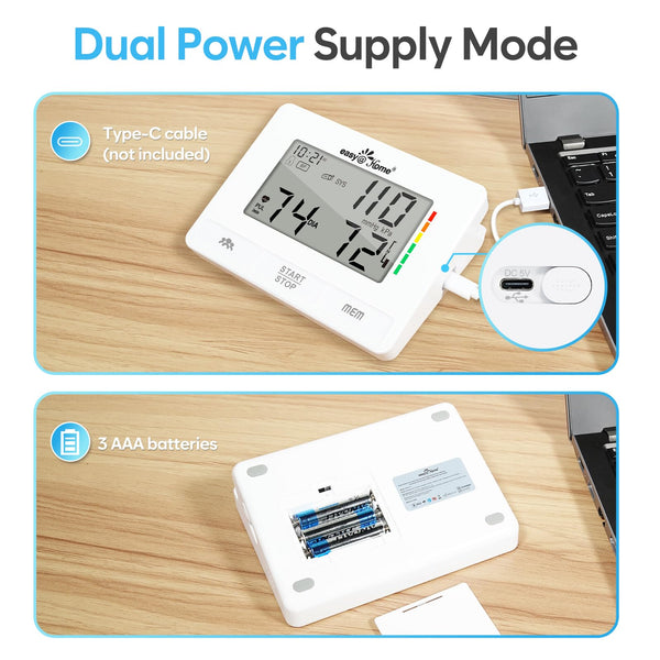 Easy@Home Blood Pressure Monitors for Home Use: Accurate Upper Arm BP Machine with Large Cuff | Automatic Tensiometre with Large LCD Display | 2 Users | Dual Power Supply | No Bluetooth