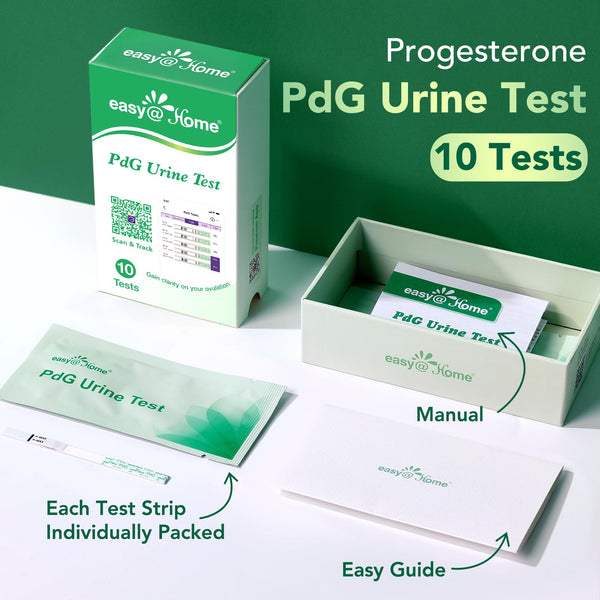 Easy@Home PdG Test Strips: 10 Pack - Track Ovulation Insights with Progesterone Urine Tests – at Home Fertility Test for Women with Premom Ovulation App - PdG (Pregnanediol Glucuronide) Tests